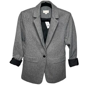 Loft Long Textured Knit Blazer Jacket Gray
